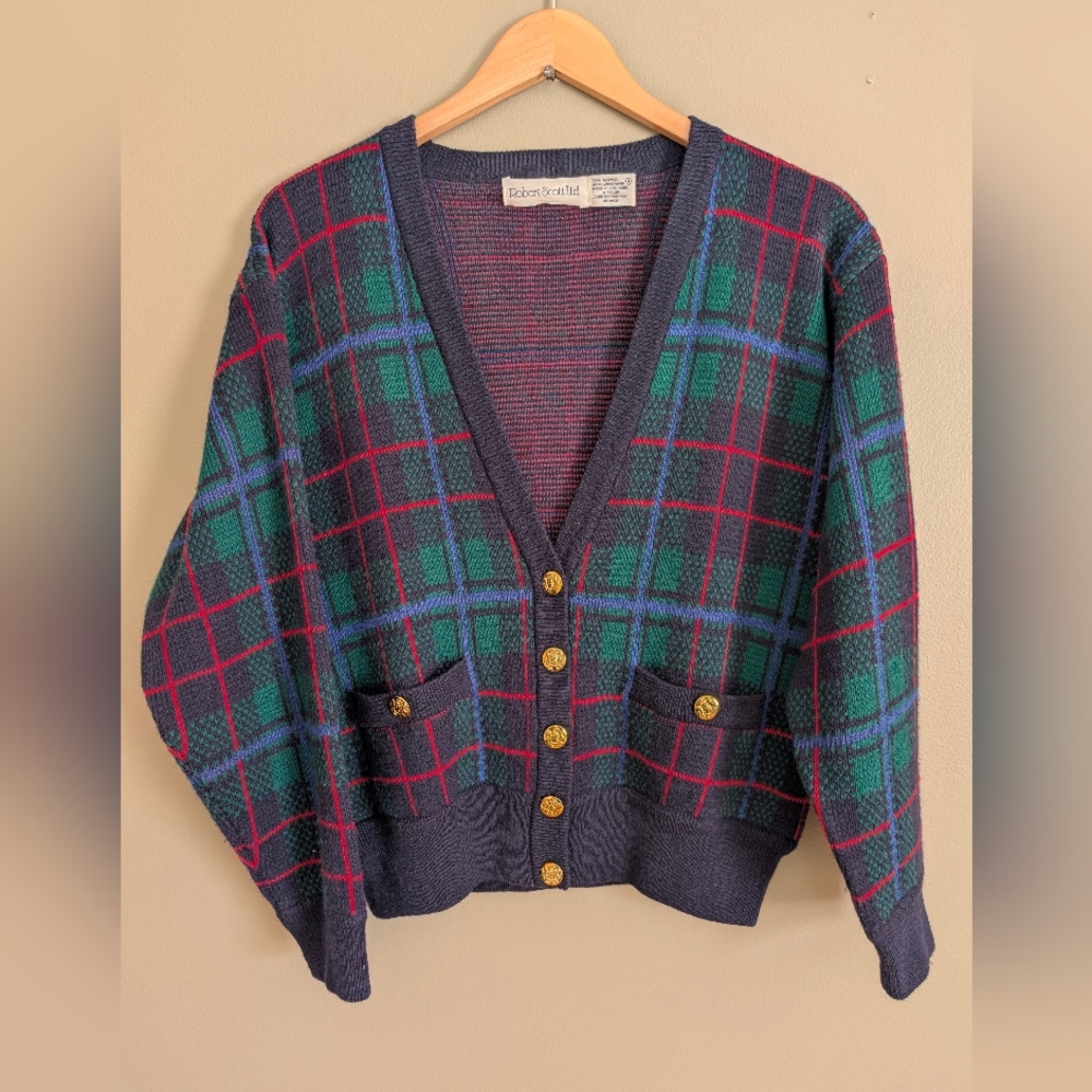 Vintage Robert Scott Ltd. Preppy Plaid Y2K 90's Cardigan